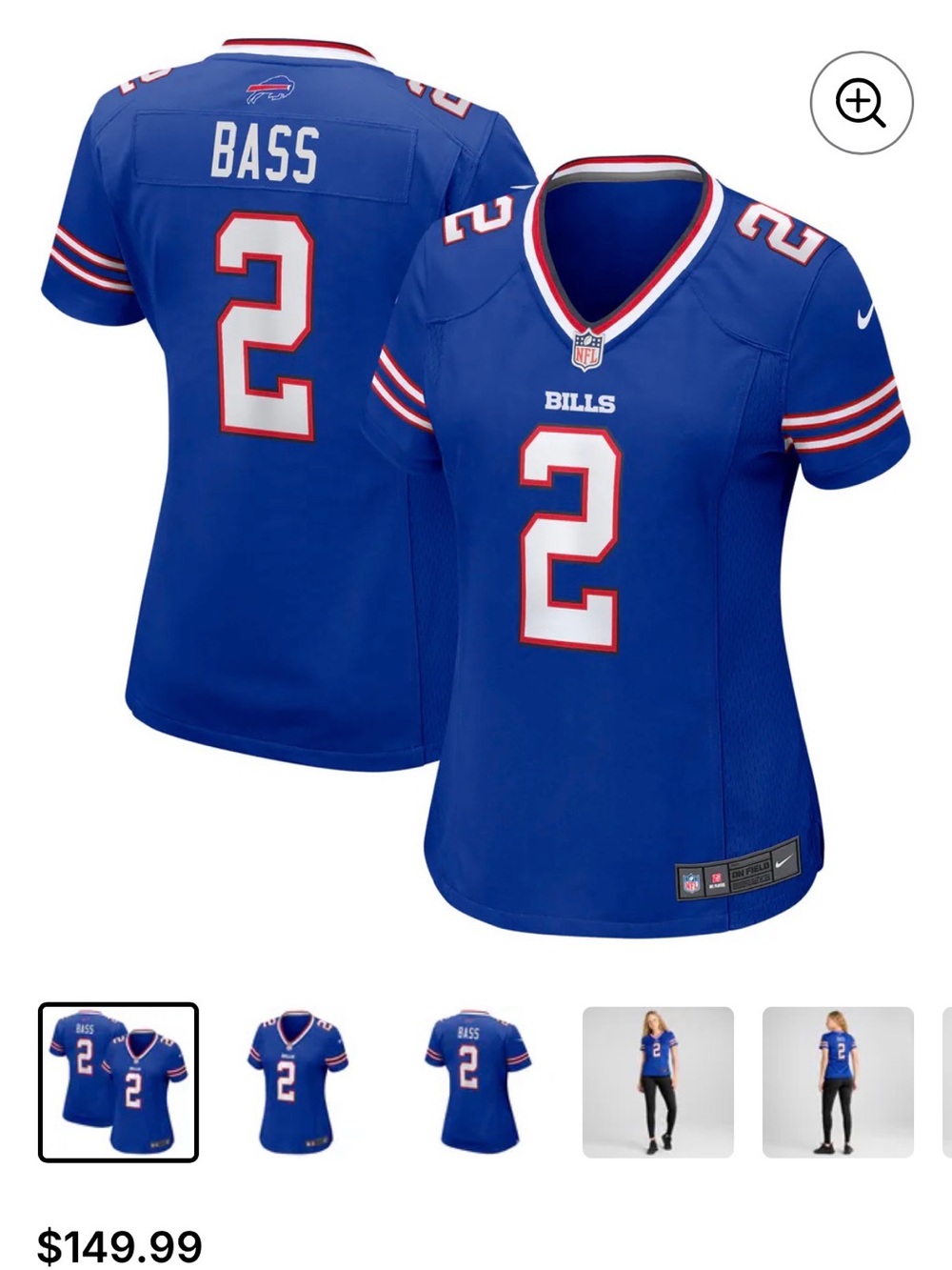 Nike Women's Royal Blue Buffalo Bills #2 Jersey - Bass